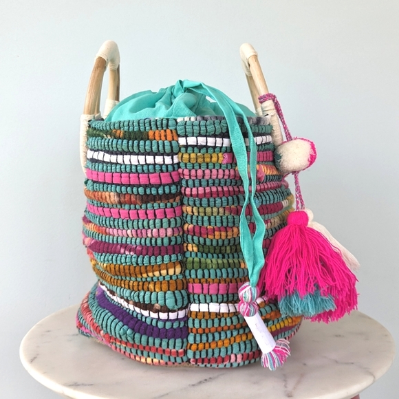 Francesca's Collections Grendaline Woven Colorful Summer Bamboo Tote Bag - Picture 10 of 13